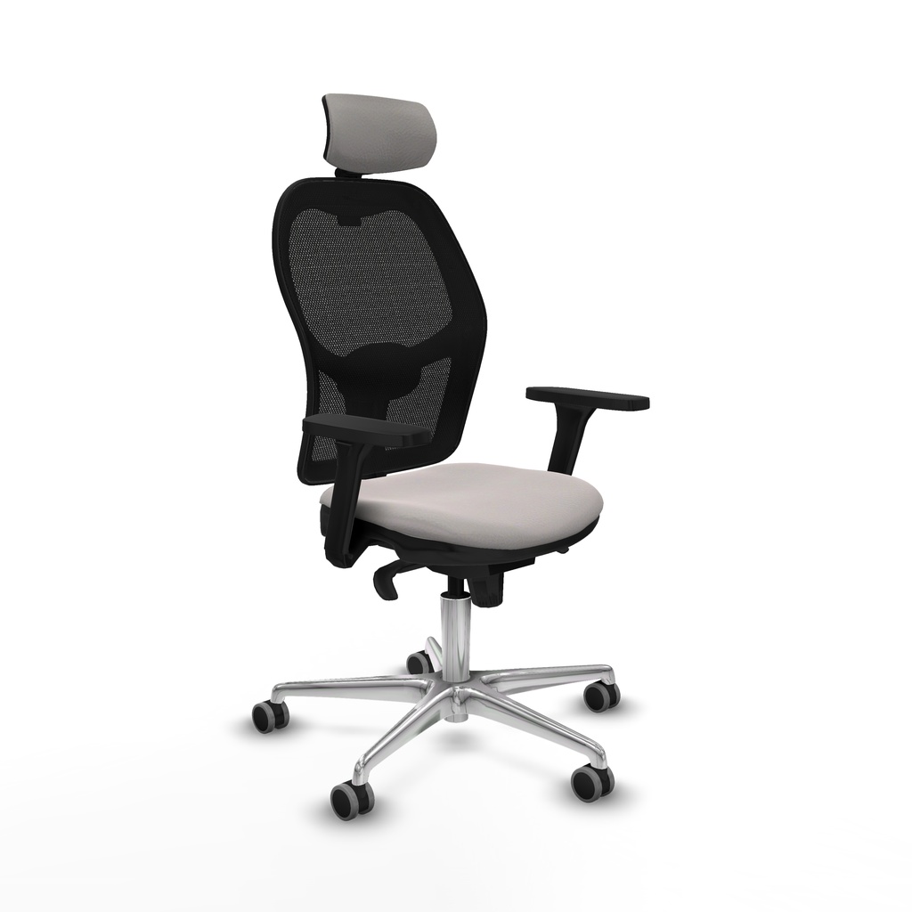 Jorquera sincro malla negra similpiel blanco brazos 3D base aluminio cabecero 2D ruedas 65mm engomada