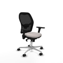 Jorquera sincro malla negra similpiel blanco brazos 3D base aluminio  ruedas 65mm nailon