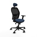 Jorquera sincro malla negra similpiel azul marino brazos 2D base nailon cabecero fijo ruedas 65mm nailon