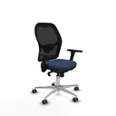 Jorquera sincro malla negra similpiel azul marino brazos 3D base aluminio  ruedas 65mm engomada