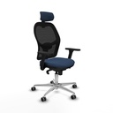 Jorquera sincro malla negra similpiel azul marino brazos 3D base aluminio cabecero 2D ruedas 65mm engomada