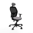 Jorquera sincro malla negra similpiel gris brazos 1D base nailon cabecero fijo ruedas 65mm nailon