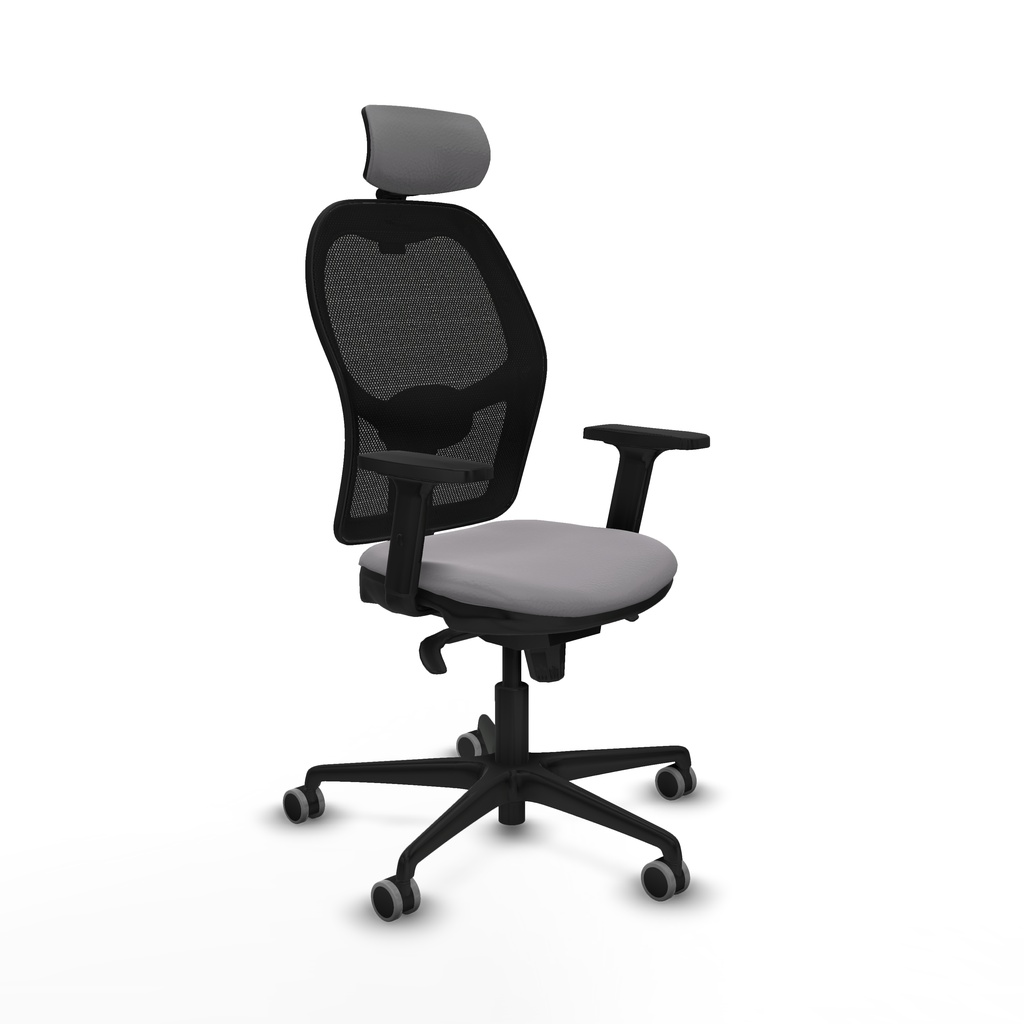 Jorquera sincro malla negra similpiel gris brazos 2D base nailon cabecero 2D ruedas 65mm engomada