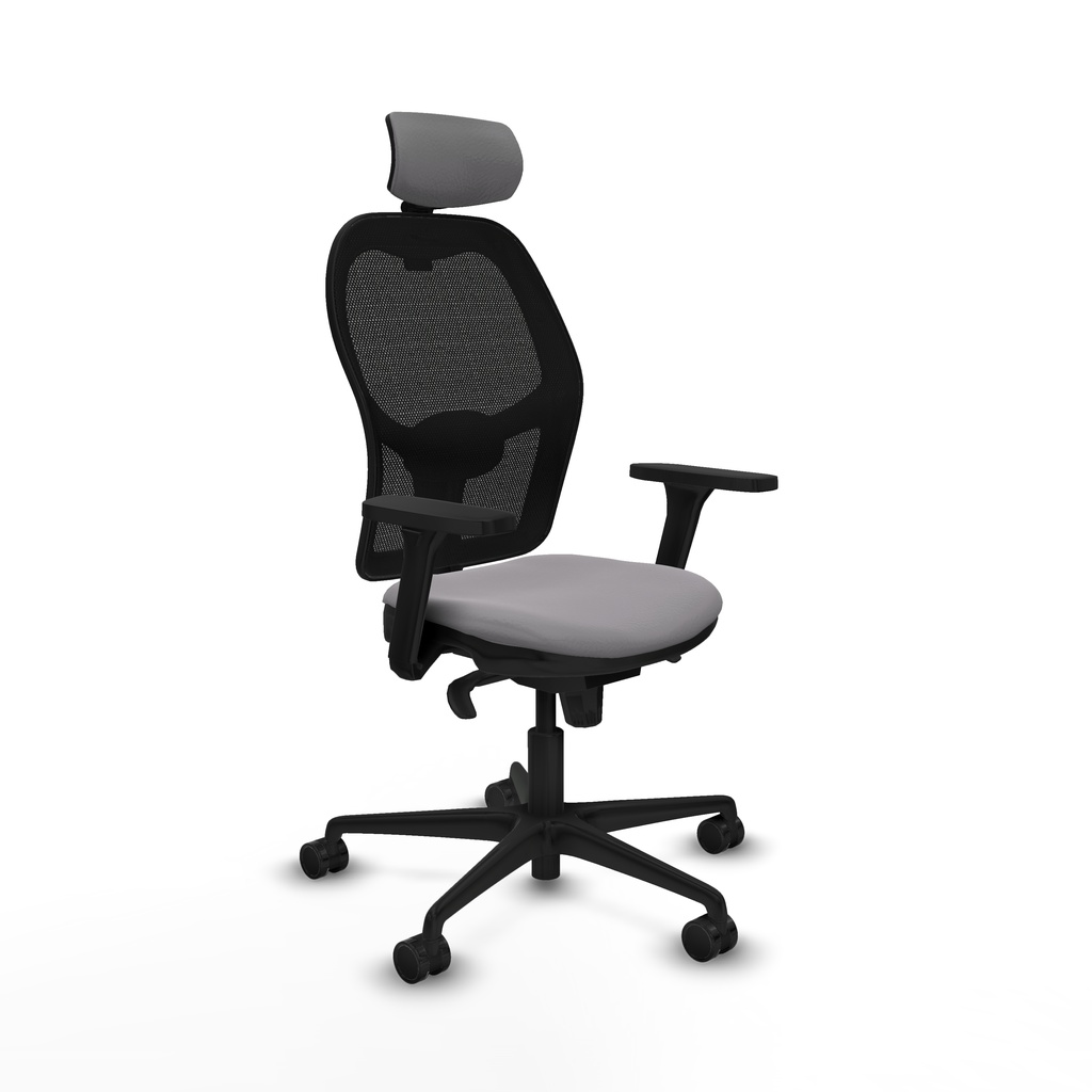 Jorquera sincro malla negra similpiel gris brazos 3D base nailon cabecero 2D ruedas 65mm nailon