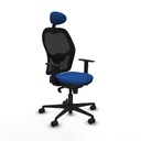 Jorquera sincro malla negra similpiel azul brazos 1D base nailon cabecero fijo ruedas 65mm nailon