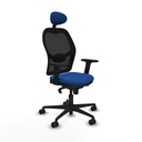 Jorquera sincro malla negra similpiel azul brazos 2D base nailon cabecero fijo ruedas 65mm nailon