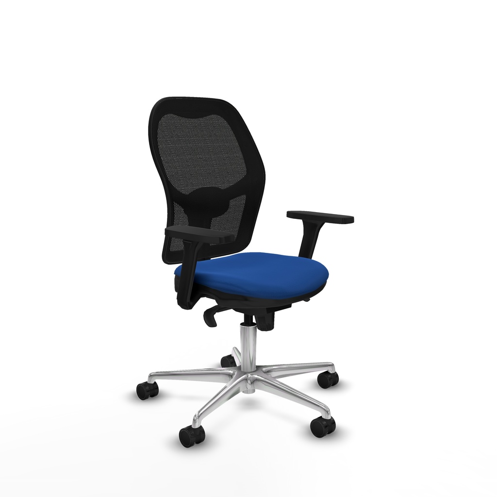 Jorquera sincro malla negra similpiel azul brazos 3D base aluminio  ruedas 65mm nailon