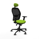 Jorquera sincro malla negra similpiel pistacho brazos 2D base nailon cabecero fijo ruedas 65mm engomada