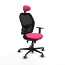 Jorquera sincro malla negra similpiel rosa brazos 1D base nailon cabecero fijo ruedas 65mm engomada