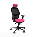 Jorquera sincro malla negra similpiel rosa brazos 2D base nailon cabecero 2D ruedas 65mm engomada