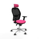 Jorquera sincro malla negra similpiel rosa brazos 2D base aluminio cabecero 2D ruedas 65mm engomada