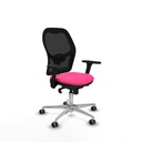 Jorquera sincro malla negra similpiel rosa brazos 3D base aluminio  ruedas 65mm engomada