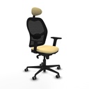 Jorquera sincro malla negra similpiel crema brazos 2D base nailon cabecero fijo ruedas 65mm engomada
