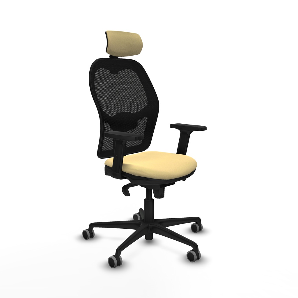 Jorquera sincro malla negra similpiel crema brazos 2D base nailon cabecero 2D ruedas 65mm engomada