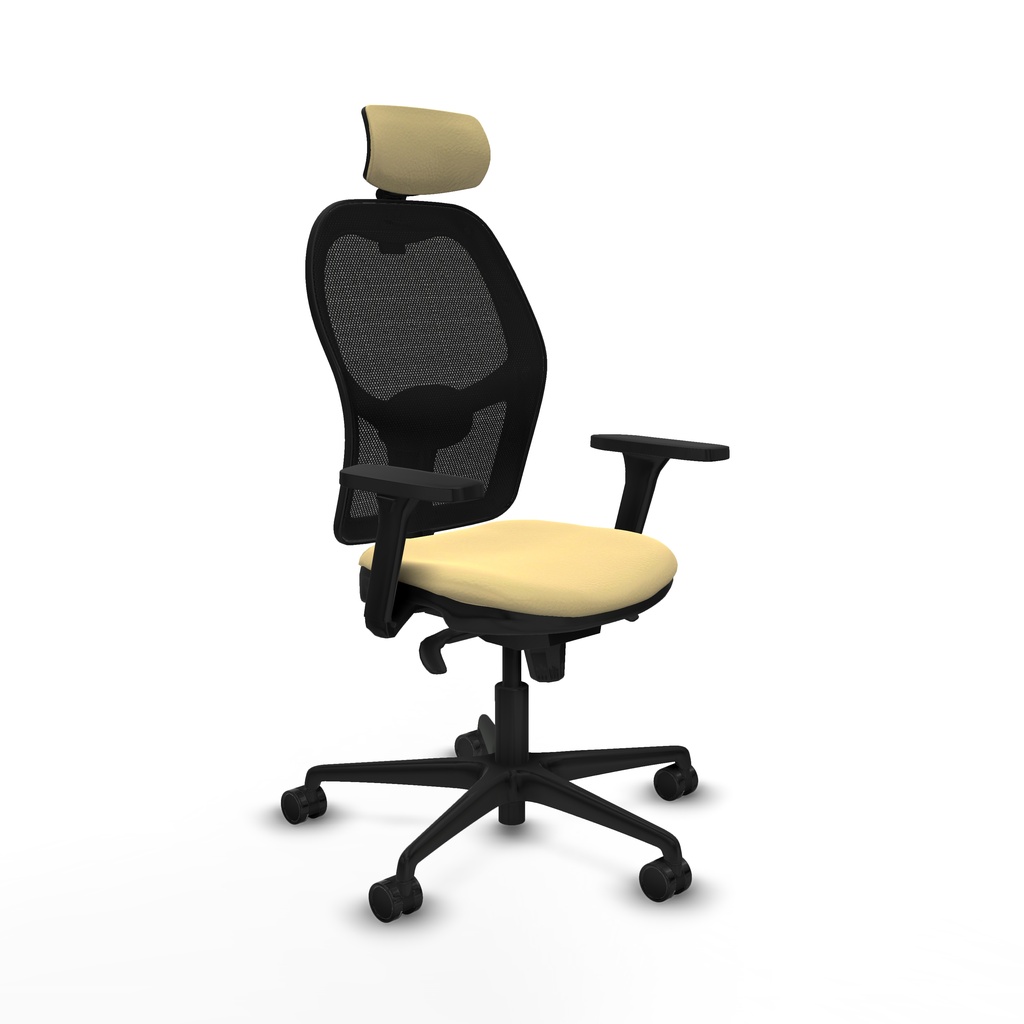 Jorquera sincro malla negra similpiel crema brazos 3D base nailon cabecero 2D ruedas 65mm nailon