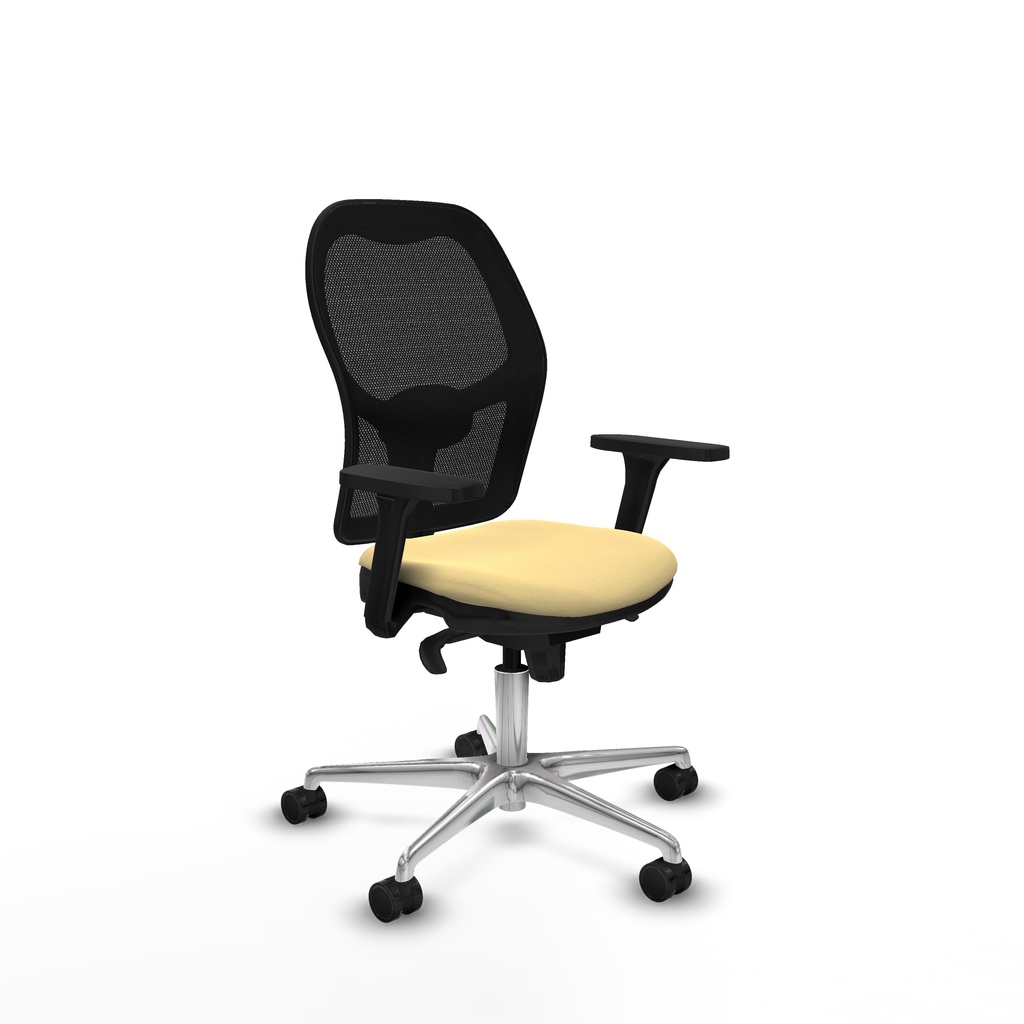 Jorquera sincro malla negra similpiel crema brazos 3D base aluminio  ruedas 65mm nailon