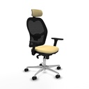 Jorquera sincro malla negra similpiel crema brazos 3D base aluminio cabecero 2D ruedas 65mm nailon