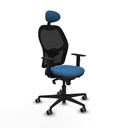 Jorquera sincro malla negra similpiel azul claro brazos 1D base nailon cabecero fijo ruedas 65mm engomada