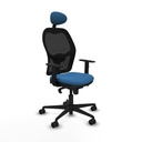Jorquera sincro malla negra similpiel azul claro brazos 1D base nailon cabecero fijo ruedas 65mm nailon
