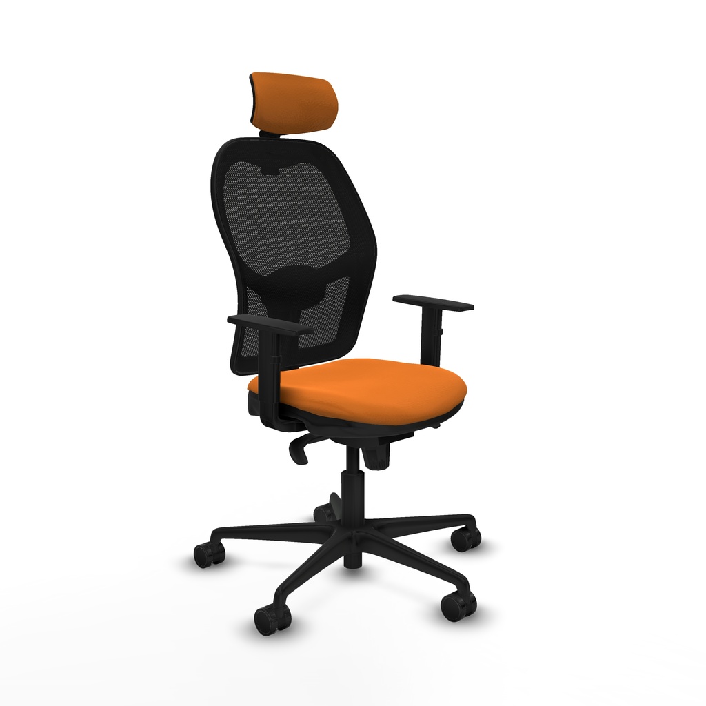 Jorquera sincro malla negra similpiel naranja brazos 1D base nailon cabecero 2D ruedas 65mm nailon
