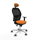 Jorquera sincro malla negra similpiel naranja brazos 1D base aluminio cabecero fijo ruedas 65mm engomada