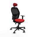 Jorquera sincro malla negra similpiel rojo brazos 1D base nailon cabecero fijo ruedas 65mm engomada
