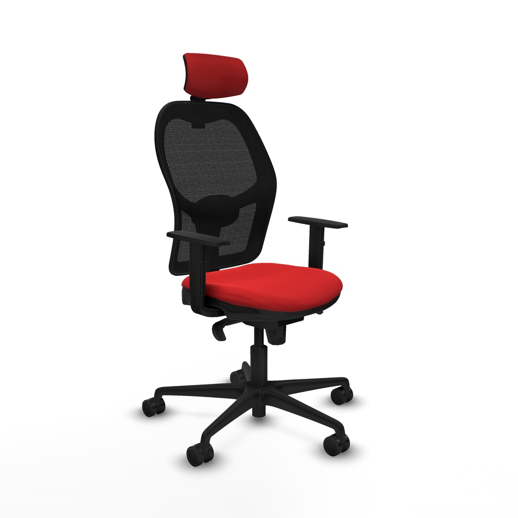 Jorquera sincro malla negra similpiel rojo brazos 1D base nailon cabecero 2D ruedas 65mm nailon