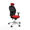 Jorquera sincro malla negra similpiel rojo brazos 1D base aluminio cabecero 2D ruedas 65mm nailon