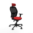 Jorquera sincro malla negra similpiel rojo brazos 2D base nailon cabecero 2D ruedas 65mm engomada