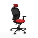 Jorquera sincro malla negra similpiel rojo brazos 2D base nailon cabecero 2D ruedas 65mm nailon