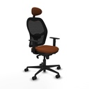 Jorquera sincro malla negra similpiel marrón brazos 1D base nailon cabecero fijo ruedas 65mm nailon