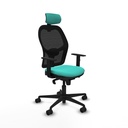 Jorquera sincro malla negra similpiel turquesa brazos 1D base nailon cabecero 2D ruedas 65mm nailon