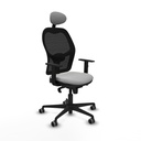 Jorquera sincro malla negra similpiel gris claro brazos 1D base nailon cabecero fijo ruedas 65mm engomada