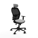 Jorquera sincro malla negra similpiel gris claro brazos 1D base nailon cabecero 2D ruedas 65mm nailon