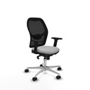 Jorquera sincro malla negra similpiel gris claro brazos 2D base aluminio  ruedas 65mm nailon