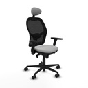 Jorquera sincro malla negra similpiel gris claro brazos 3D base nailon cabecero fijo ruedas 65mm nailon