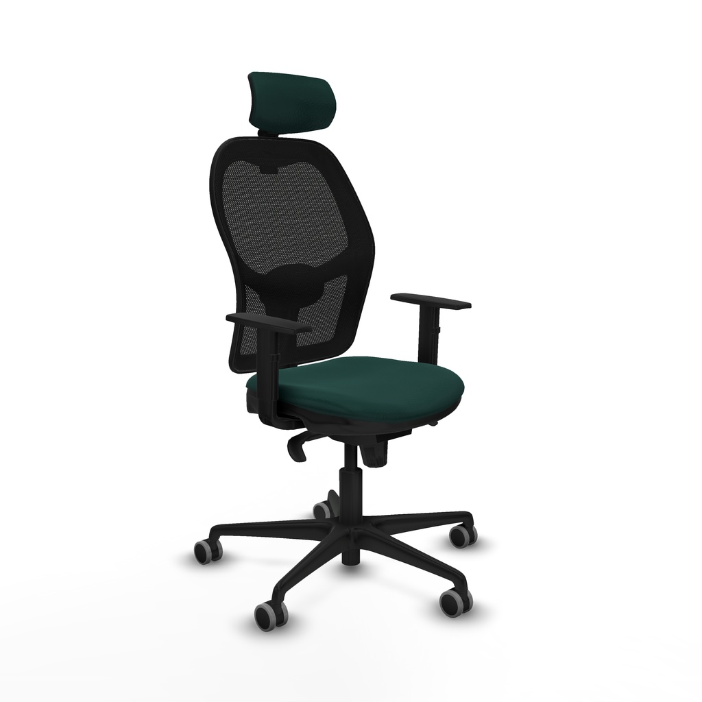 Jorquera sincro malla negra similpiel verde botella brazos 1D base nailon cabecero 2D ruedas 65mm engomada
