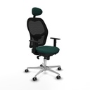 Jorquera sincro malla negra similpiel verde botella brazos 1D base aluminio cabecero fijo ruedas 65mm engomada