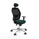 Jorquera sincro malla negra similpiel verde botella brazos 1D base aluminio cabecero fijo ruedas 65mm nailon