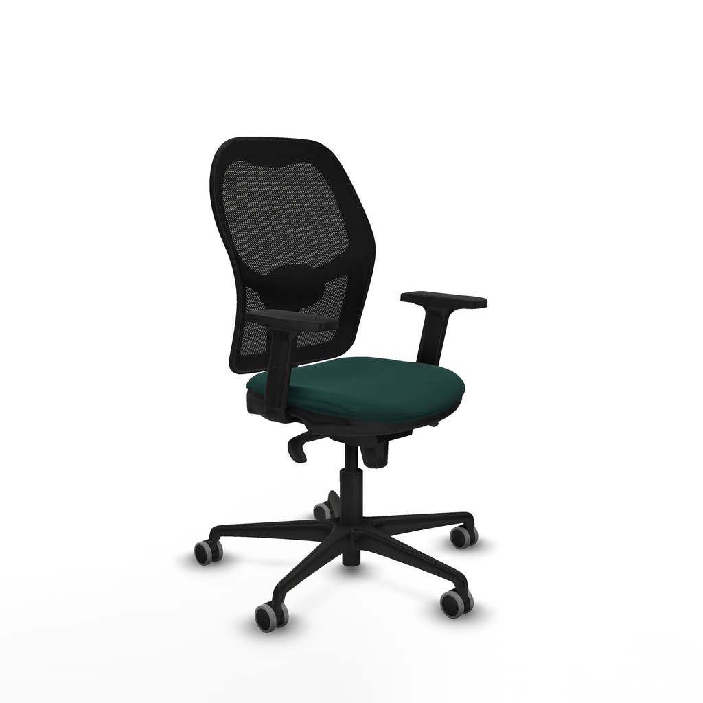 [15S4M5S426B2D036G0] Jorquera sincro malla negra similpiel verde botella brazos 2D base nailon  ruedas 65mm engomada