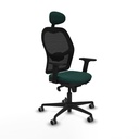 Jorquera sincro malla negra similpiel verde botella brazos 2D base nailon cabecero fijo ruedas 65mm engomada