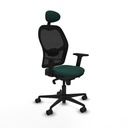 Jorquera sincro malla negra similpiel verde botella brazos 2D base nailon cabecero fijo ruedas 65mm nailon