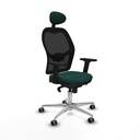 Jorquera sincro malla negra similpiel verde botella brazos 2D base aluminio cabecero fijo ruedas 65mm engomada