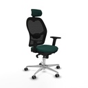 Jorquera sincro malla negra similpiel verde botella brazos 2D base aluminio cabecero 2D ruedas 65mm engomada