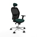 Jorquera sincro malla negra similpiel verde botella brazos 2D base aluminio cabecero fijo ruedas 65mm nailon