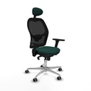 Jorquera sincro malla negra similpiel verde botella brazos 3D base aluminio cabecero fijo ruedas 65mm engomada