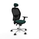 Jorquera sincro malla negra similpiel verde botella brazos 3D base aluminio cabecero fijo ruedas 65mm nailon
