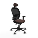 Jorquera sincro malla negra similpiel marrón oscuro brazos 1D base nailon cabecero fijo ruedas 65mm engomada