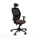 Jorquera sincro malla negra similpiel marrón oscuro brazos 1D base nailon cabecero fijo ruedas 65mm nailon