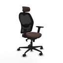 Jorquera sincro malla negra similpiel marrón oscuro brazos 2D base nailon cabecero 2D ruedas 65mm nailon
